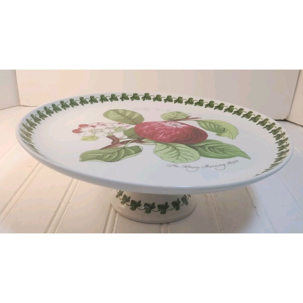 Portmeirion Pomona Hoary Morning Apple Footed Cake Stand Server 10" Cottagecore